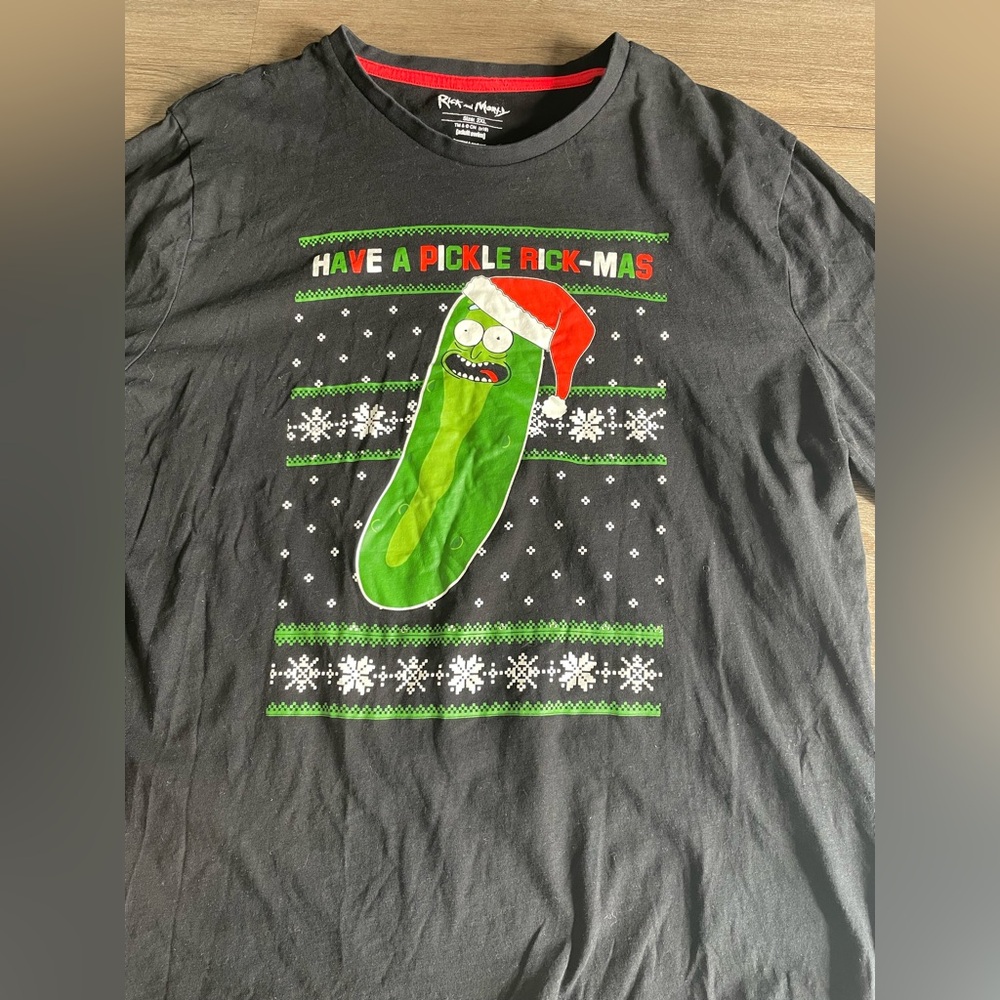 Rick and Morty Pickle Rick Christmas Long Sleeve Tee Mens XXL Black Cotton Funny - Picture 11 of 16
